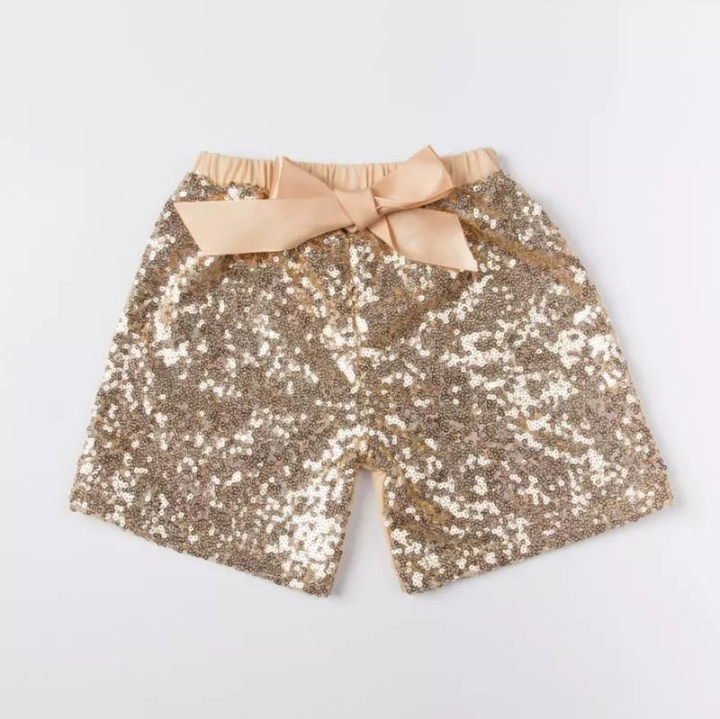 Gold Sequin Shorts Girls - Adassa Rose