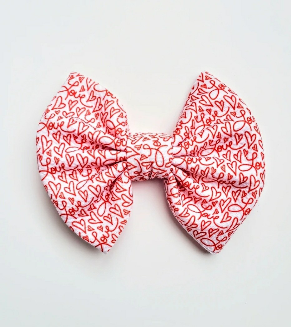Love And Hearts Bow Or Headband Valentine's Day Bow