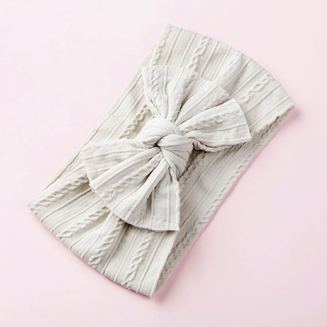 Mia Cable Knit Bow Headwrap - Sage - Adassa Rose