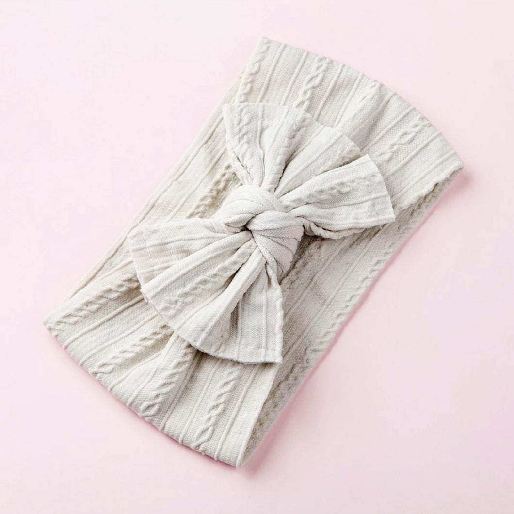 Mia Cable Knit Bow Headwrap - Sage