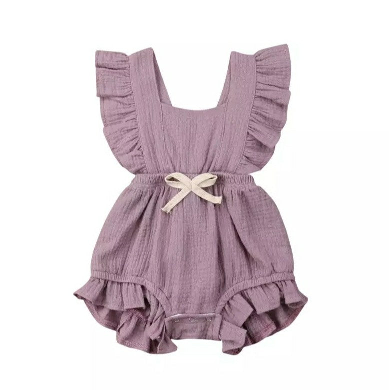 Mila Ruffle Romper Dusty Lavender