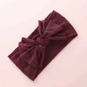 Aubrey Nylon Bow Headwrap Burgundy - Adassa Rose