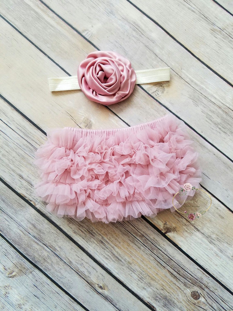 Vintage Pink Bloomer And Headband Set - Adassa Rose
