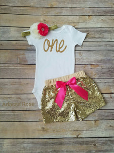 Hot Pink And Gold First Birthday Outfit - Adassa Rose