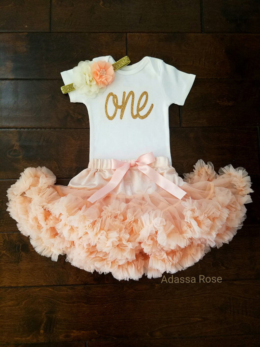Peach And Gold First Birthday Outfit - Adassa Rose